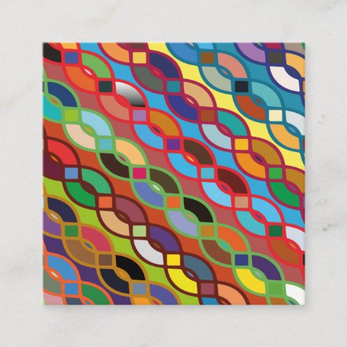 Seamless Geometric Multicolor Chain Pattern Square Business Card
