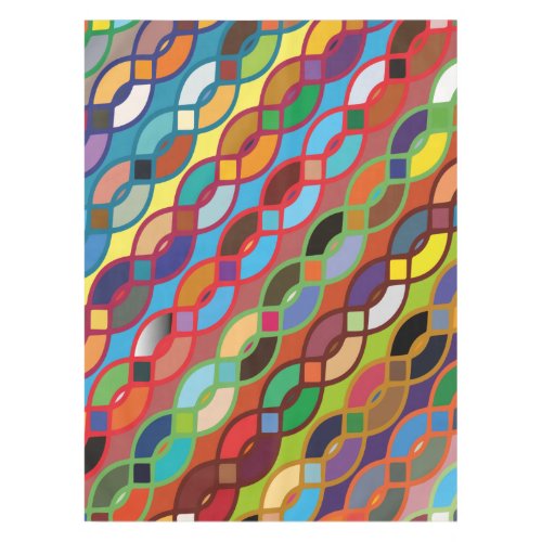 Seamless Geometric Multicolor Chain Pattern Tablecloth