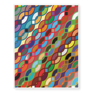 Seamless Geometric Multicolor Chain Pattern Temporary Tattoos