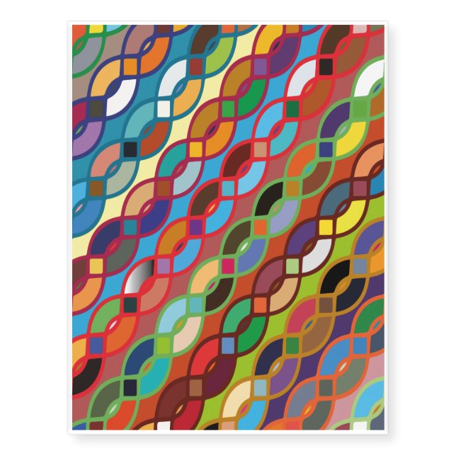 Seamless Geometric Multicolor Chain Pattern Temporary Tattoos (Front)