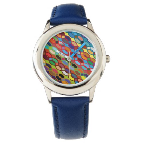 Seamless Geometric Multicolor Chain Pattern Watch