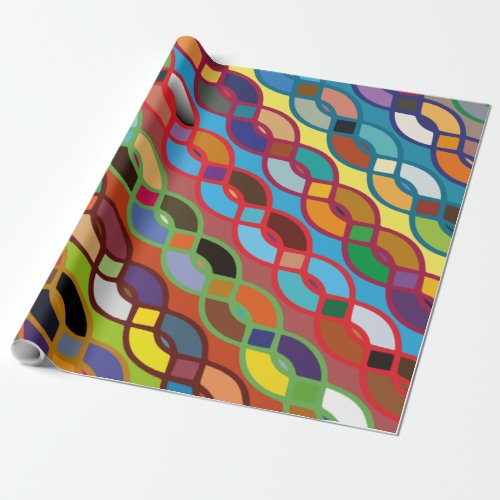 Seamless Geometric Multicolor Chain Pattern Wrapping Paper