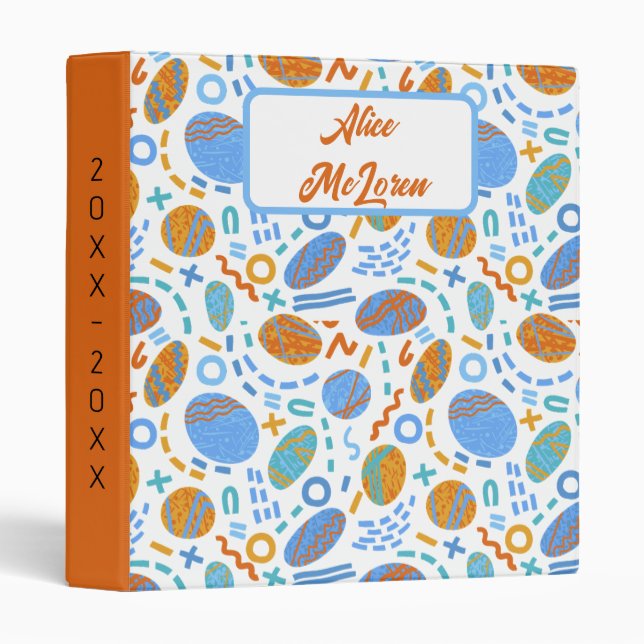 Seamless geometric pattern, abstract doodles 3 ring binder (Front/Spine)