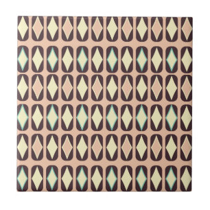 Seamless geometric pattern in dark brown leaf ceramic tile
