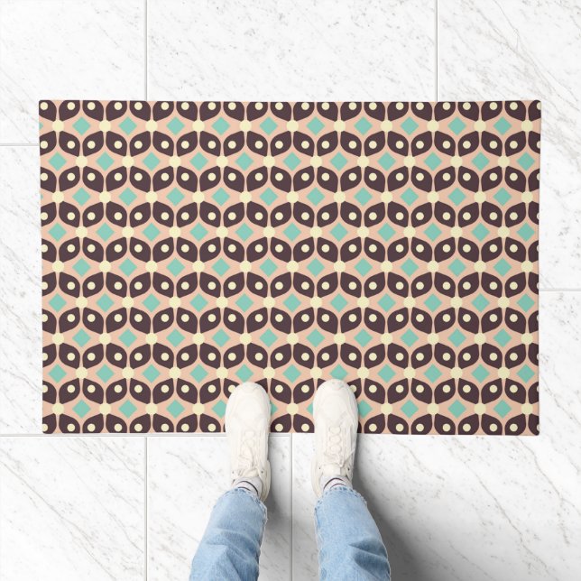 Seamless geometric pattern in dark brown leaf  doormat (Indoor)