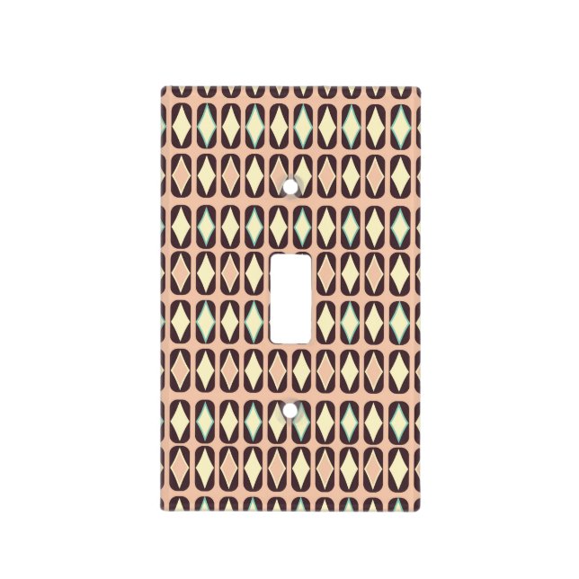 Seamless geometric pattern in dark brown leaf  light switch cover (Front)