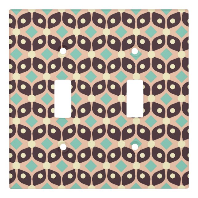 Seamless geometric pattern in dark brown leaf  light switch cover (Front)