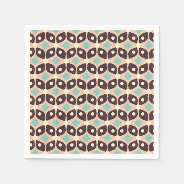 Seamless geometric pattern in dark brown leaf  napkins (Front)
