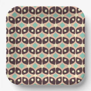 Seamless geometric pattern in dark brown leaf paper plates