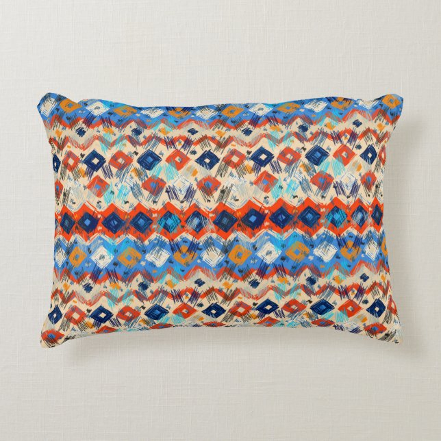 Seamless geometric pattern in ethnic accent pillow (Front)