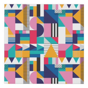 Seamless geometric pattern in modern abstract styl faux canvas print