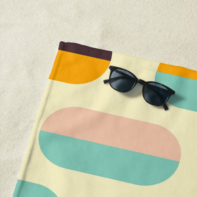 Seamless geometric pattern in retro vibes beach towel (In Situ)