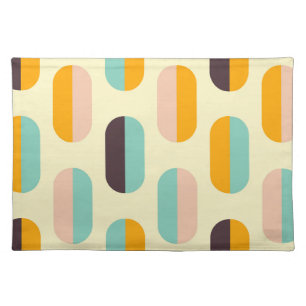 Seamless geometric pattern in retro vibes cloth placemat