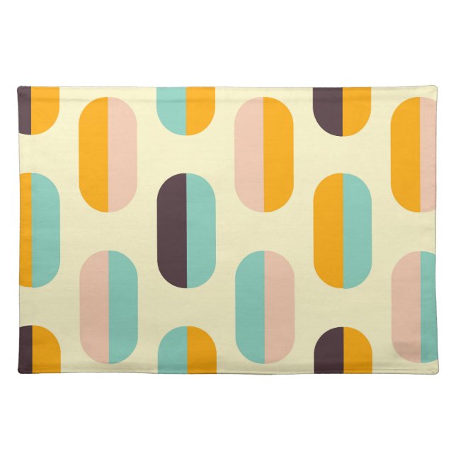 Seamless geometric pattern in retro vibes cloth placemat (Front)