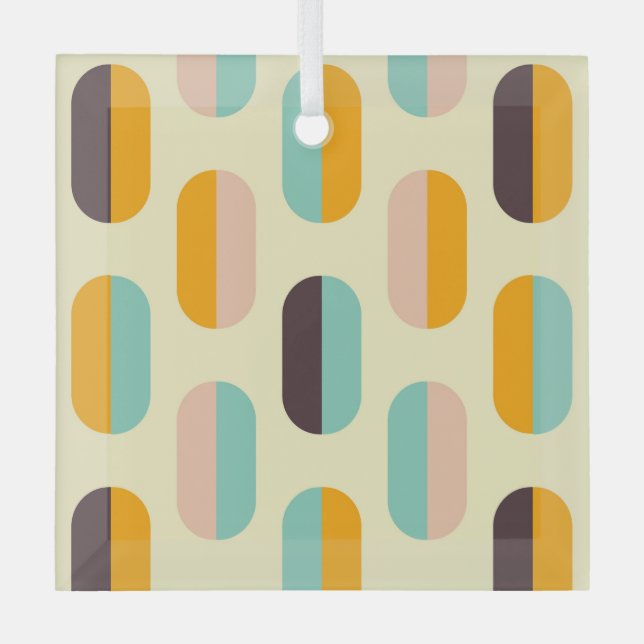 Seamless geometric pattern in retro vibes glass ornament (Front)