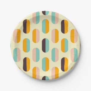 Seamless geometric pattern in retro vibes paper plates