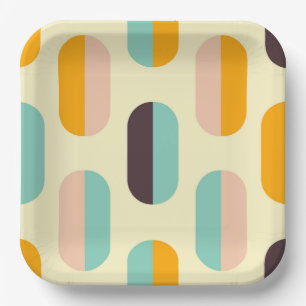 Seamless geometric pattern in retro vibes paper plates