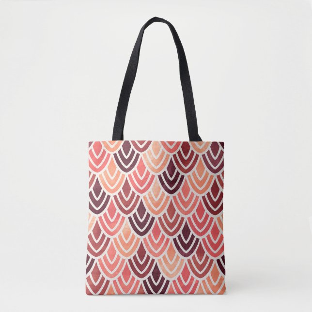 Seamless geometric pattern on paper texture tote bag (Front)