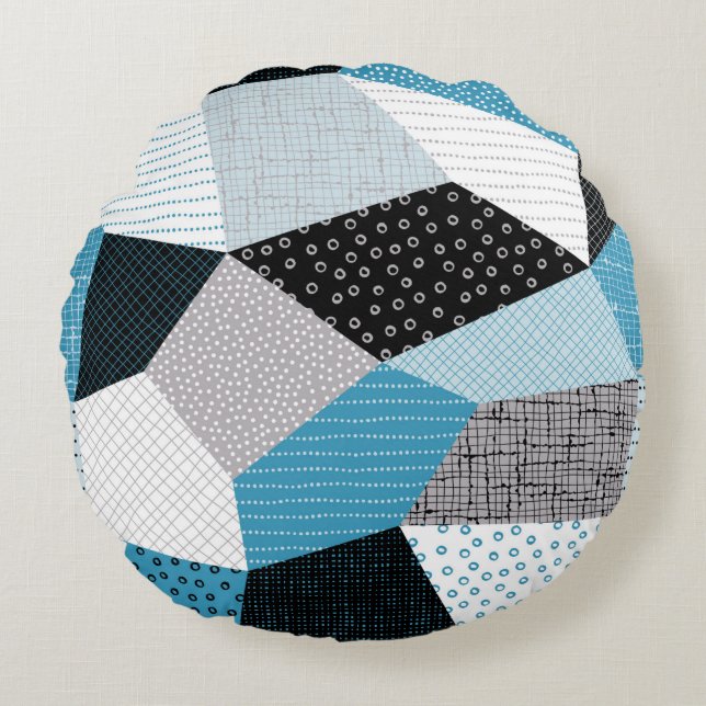 Seamless geometric pattern, patchwork tiles. Freeh Round Pillow (Front)