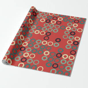 Seamless geometric pattern with colored elements, wrapping paper