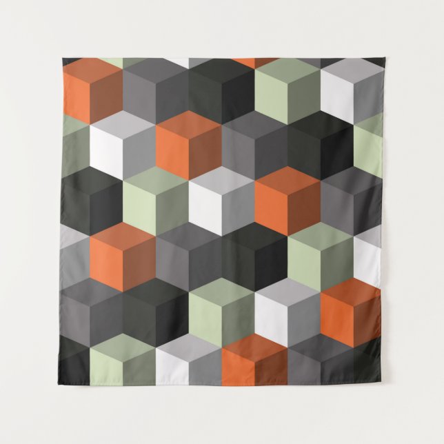 Seamless geometric pattern with cubes and volume tapestry (Front)