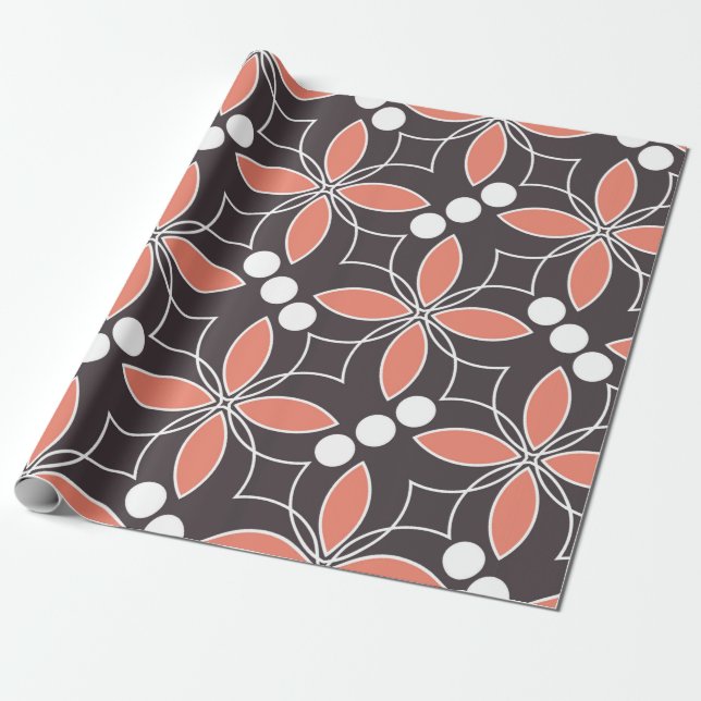 Seamless geometric pattern with flowers. art.  wrapping paper (Unrolled)