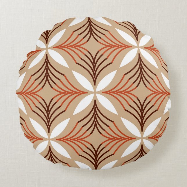 Seamless geometric pattern with flowers round pillow (Front)