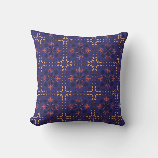 Seamless geometric pattern with orange and red  throw pillow (Front)