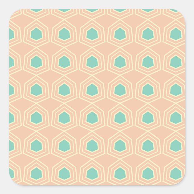 Seamless geometric pattern with teal pentagons square sticker (Front)