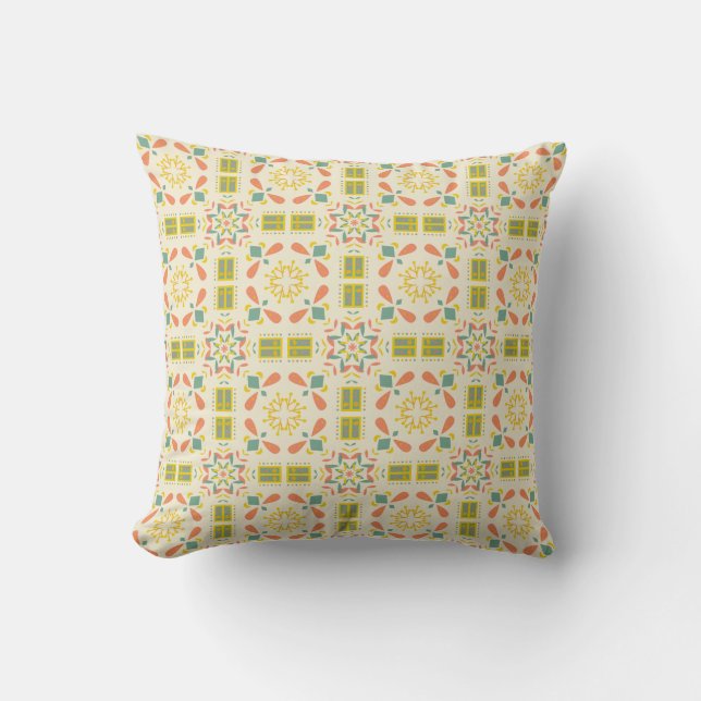 Seamless geometric pattern with yellow, pink throw pillow (Front)