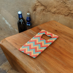 Seamless Geometric Shape Pattern Credit Card Bottle Opener