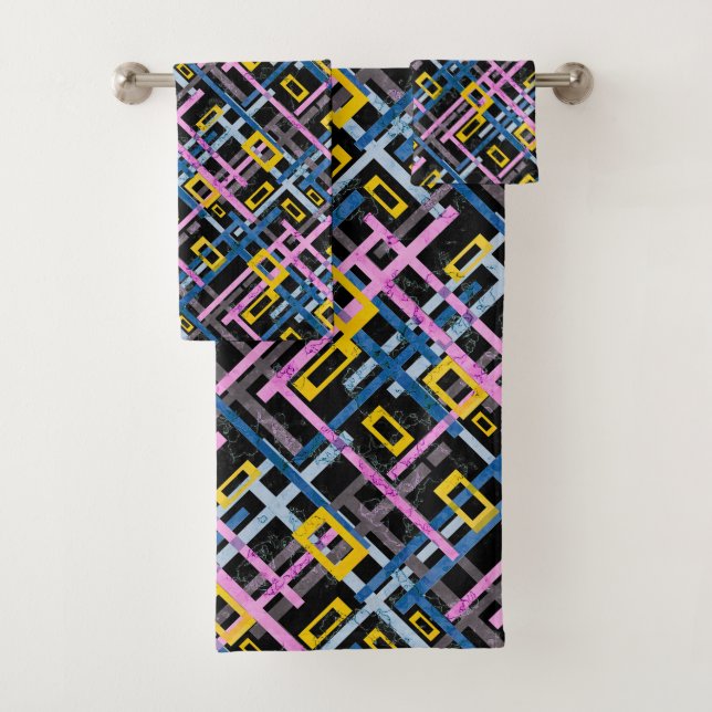 Seamless geometrical bright colors rectangular sha bath towel set (Insitu)