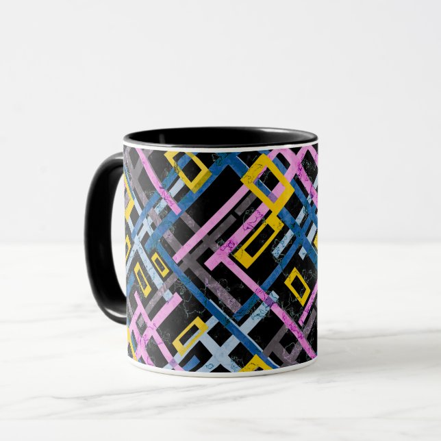 Seamless geometrical bright colors rectangular sha mug (Front Left)