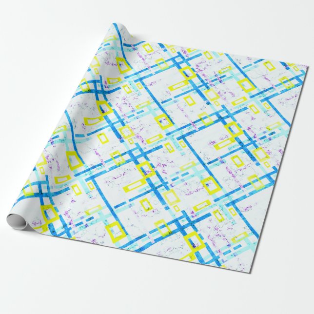 Seamless geometrical bright colors rectangular sha wrapping paper (Unrolled)