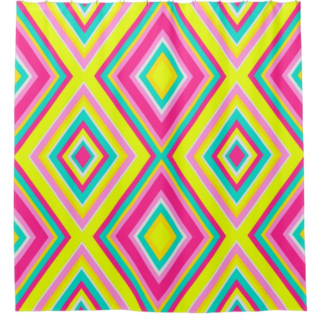 Seamless geometrical modern shapes triangles brigh shower curtain (Front)
