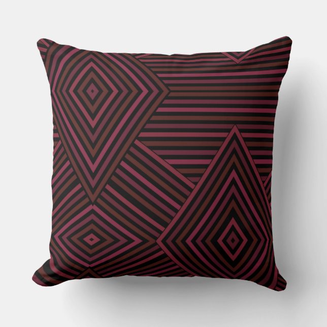 Seamless geometrical shpae rhombus lines pink brow throw pillow (Front)