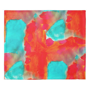 Seamless giraffe, blue, orange watercolor artist duvet cover