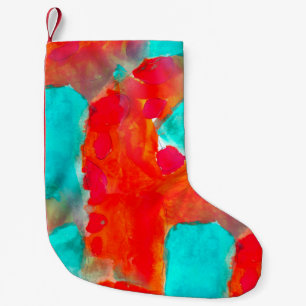 Seamless giraffe,  blue,  orange watercolor artist small christmas stocking