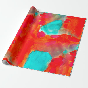 Seamless giraffe, blue, orange watercolor artist wrapping paper