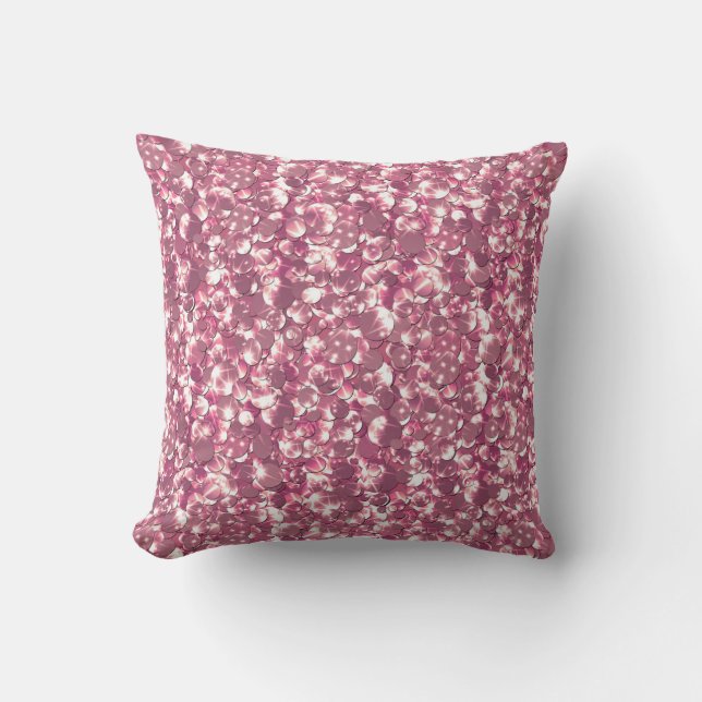 Seamless glitter sequins sparkle pink pattern circ throw pillow (Front)
