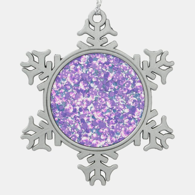 Seamless glitter sequins sparkle purple violet pat snowflake pewter christmas ornament (Front)