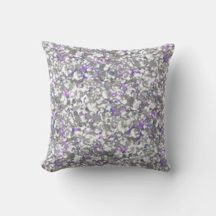 Seamless glitter sequins sparkle silver violet pat throw pillow