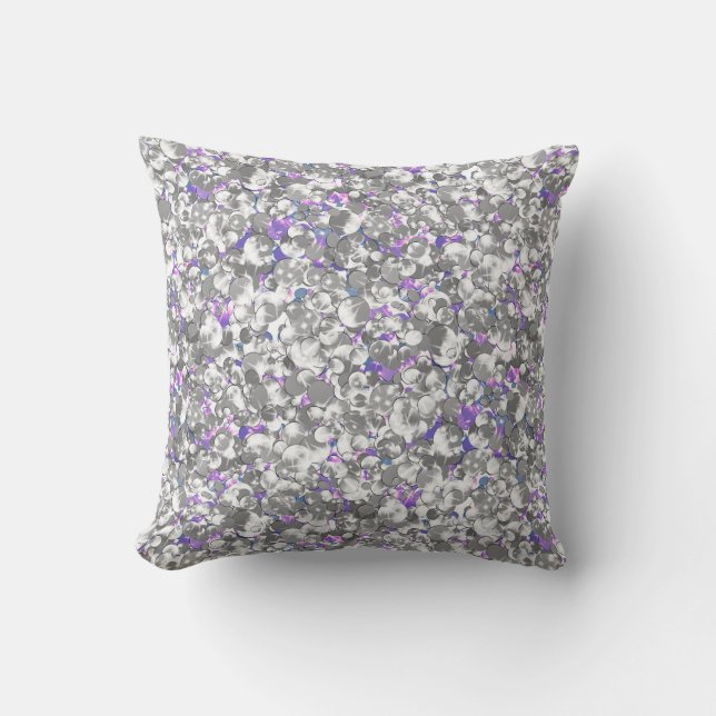Seamless glitter sequins sparkle silver violet pat throw pillow (Front)