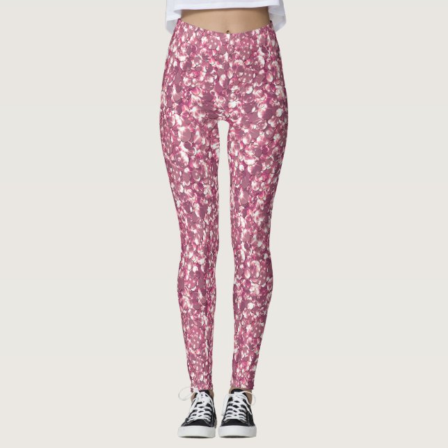 Seamless glitter sparkles sequins shimmers silver leggings (Front)