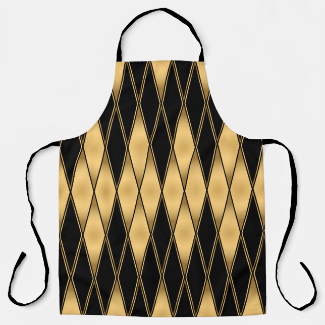 Seamless gold and black shapes pattern apron (Front)