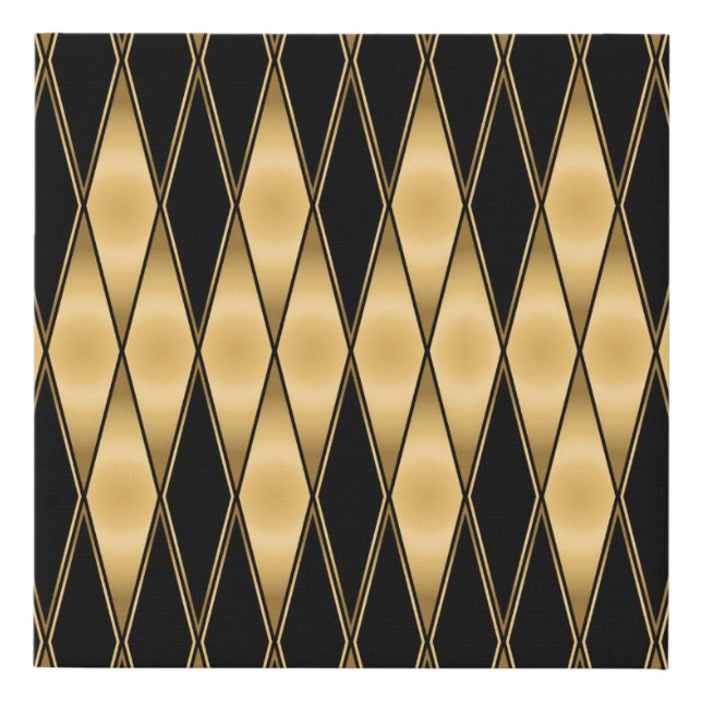 Seamless gold and black shapes pattern faux canvas print (Front)