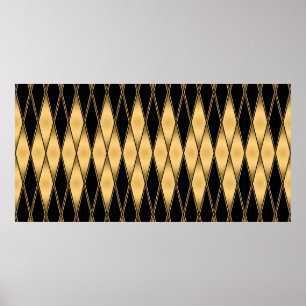 Seamless gold and black shapes pattern poster