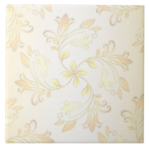 Seamless Gold Floral Ceramic Tile