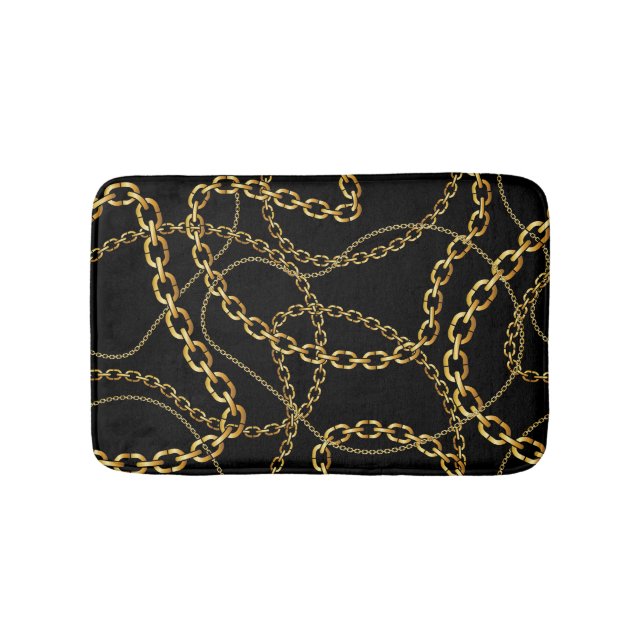 Seamless golden chain, elegant pattern. bath mat (Front)
