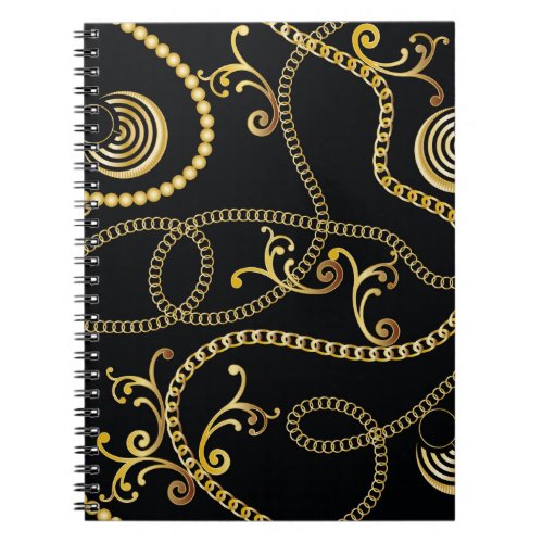 Seamless golden chain pattern fashion  Illustrati Notebook